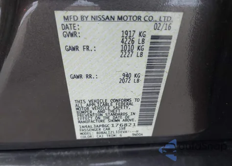 2016 Nissan Altima 2.5 Sv from USA, damaged, VIN 1N4AL3AP8GC176821